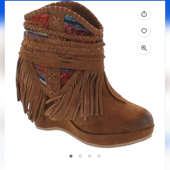 New with box Size 7 Naughty Monkey Canyon Dream heeled fringe ankle boots bootie - Picture 1 of 13